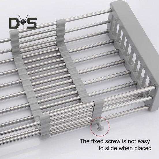 Scolapiatti in acciaio inossidabile, design retrattile, grande capacità, antiruggine, resistente alla corrosione, organizer per lavello da cucina