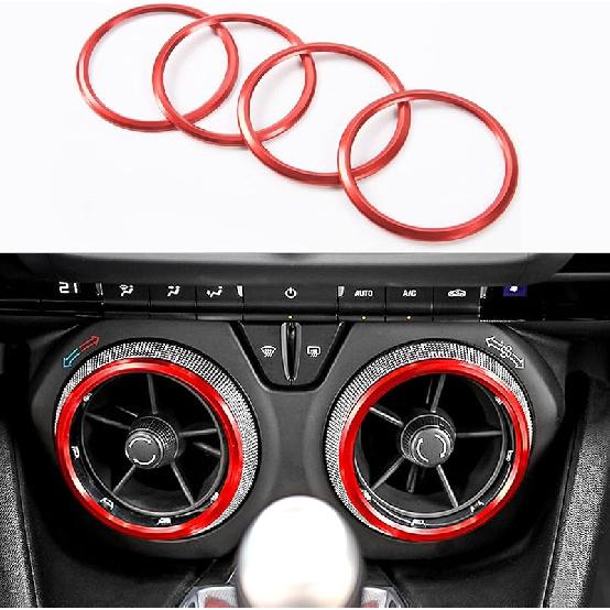 for Camaro Accessories AC Knobs Air Conditioning Outlet Vent Cover Ring Decor for Chevrolet Camaro 2016 2017 2018 2019 2020, Red Interior Accessory красный