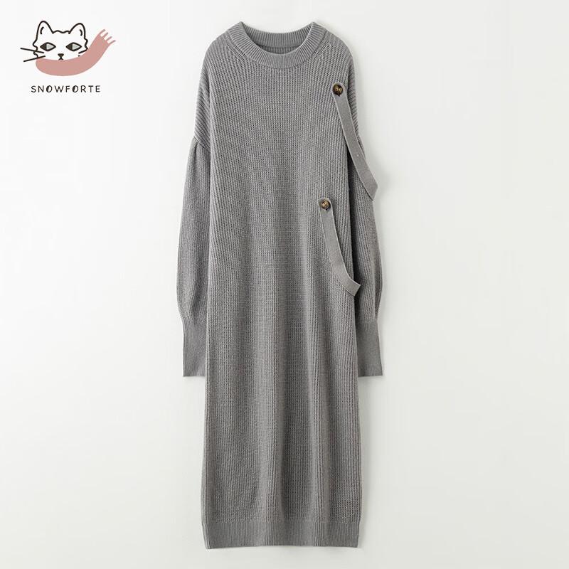 Snuoford Women's Autumn/Winter Wool Blend Knit Midi Dress