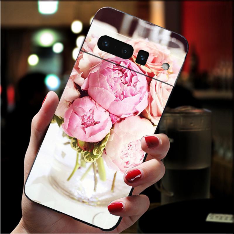 Phone Case For Google Pixel 10 9 Pro XL 9A 8 7 6 Pro Pixel 8A 7A 6A Pixel 8 7 6 5 Peony Flower