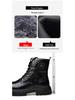 Men's Trendy Wool-Lined Cowhide High-Top Martin Boots with Side Zipper - Casual and Warm.