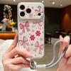 Cute Cartoon Bowknots Print Leather Lanyard Case For iPhone 18 Pro Max 17 16 15 14 13 Pro Max Luxury Hybrid TPU+PU Anti-skid Soft Phone Cover