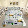 Feelyou Cartoon Car Kids Comforter Set Construction Bedding Set for Boys Toddler Decor Equipment Trucks Comforter Cartoon Car Excavator Trac