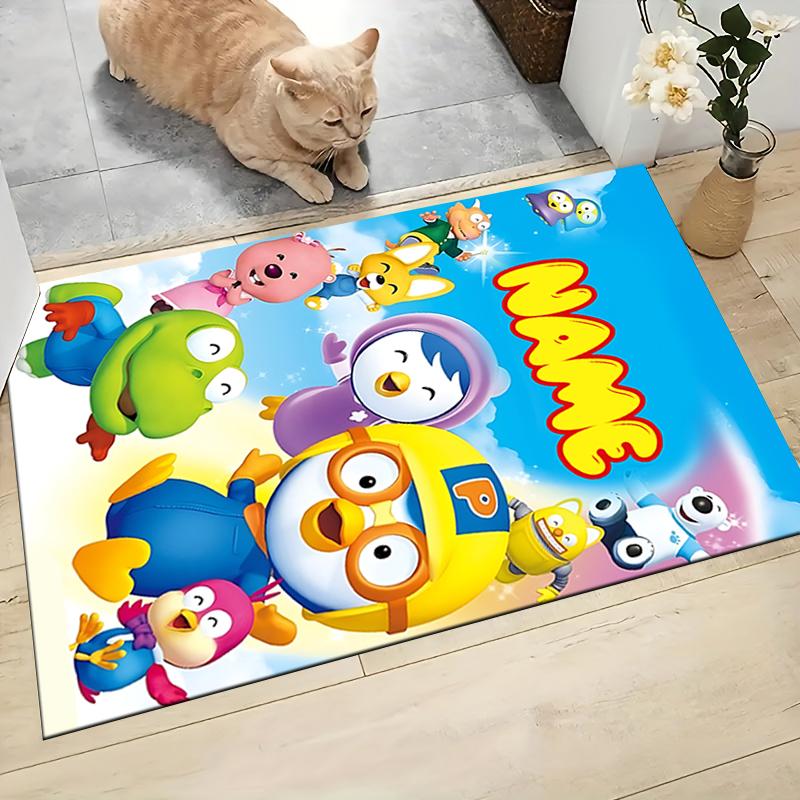 Custom Name Pororo Friends Adventure Carpet Rug Customizable Soft Washable Anti-Slip Home Living Room Sofa Mats Personalized Rug. 0909165