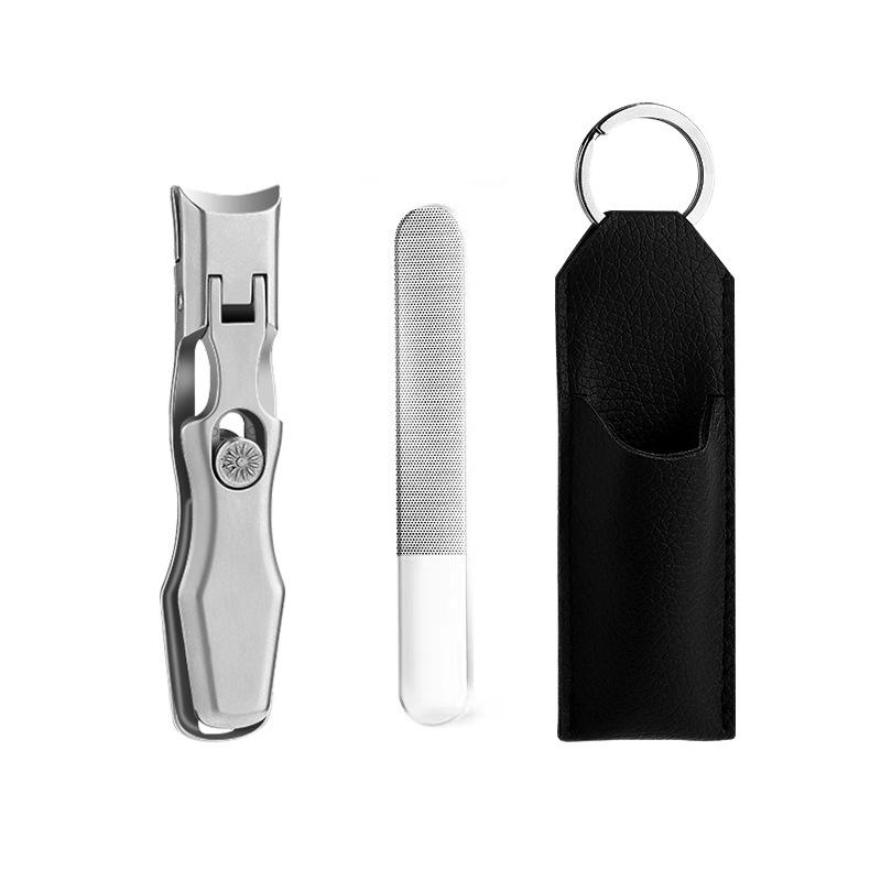 Anti-Splash Stainless Steel Nail Clippers, Large Opening for Thick Nails, Portable Gray Single Set.