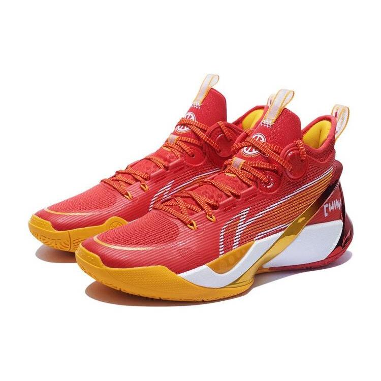 New LiNing SONIC 10 Ultra Cushioning Anti Slip And Wear Resistant Mid Top Basketball Shoes Bright Neon Red ABAS145-10