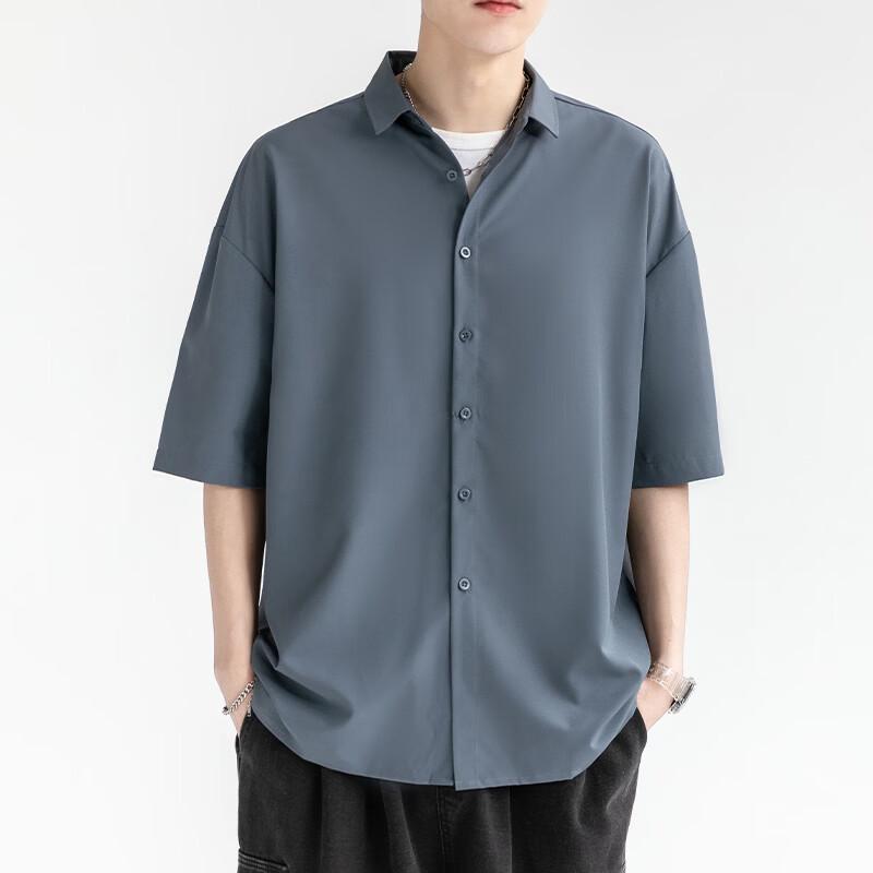 MEDE Men's Ice Silk Short Sleeve Casual Shirt