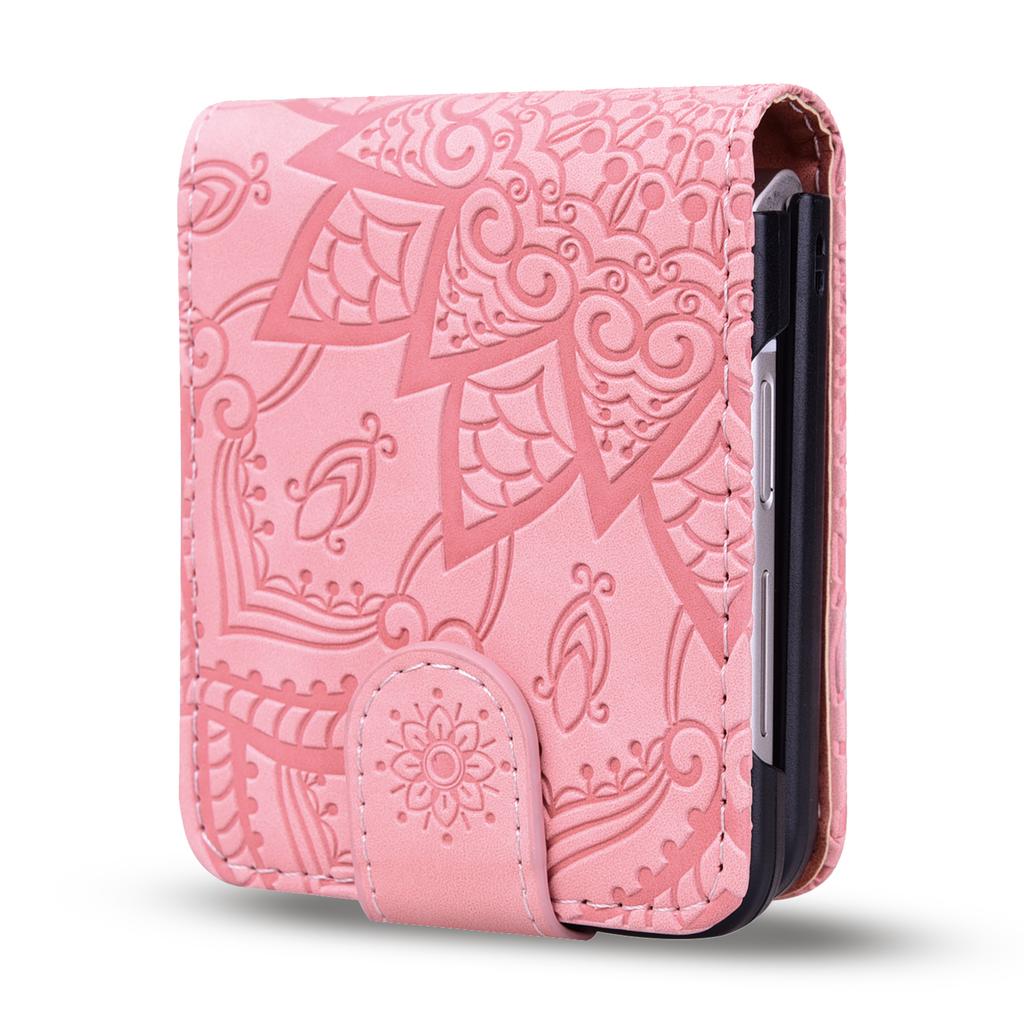 Wallet Card Holder Leather Phone Case for Samsung Galaxy Z Flip 5 4 3 5G Flip4 5G Flip3 Matte Feeling 3D Embossing Cover Fundas