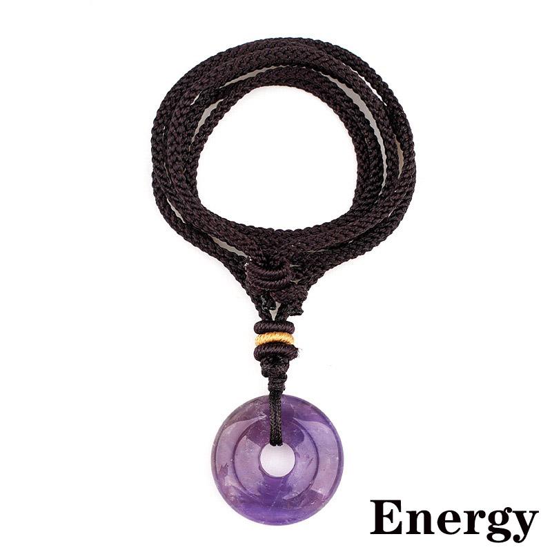 

Natural Tiger Eyes Amethyst Stone Necklace Unisex Handmade Braided String Adjustable Positive Energy Healing Neck Accessories аметист