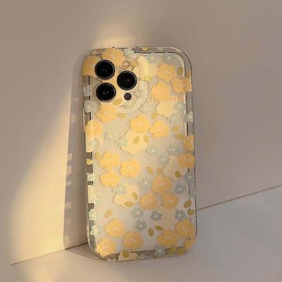 Gelbe Blume Blau Weiche Silikon Klare Rückseite Abdeckung Für Iphone 13 11 12 Promax 14 Pro Max Plus Telefon Fall conque Capa Shell Fundas