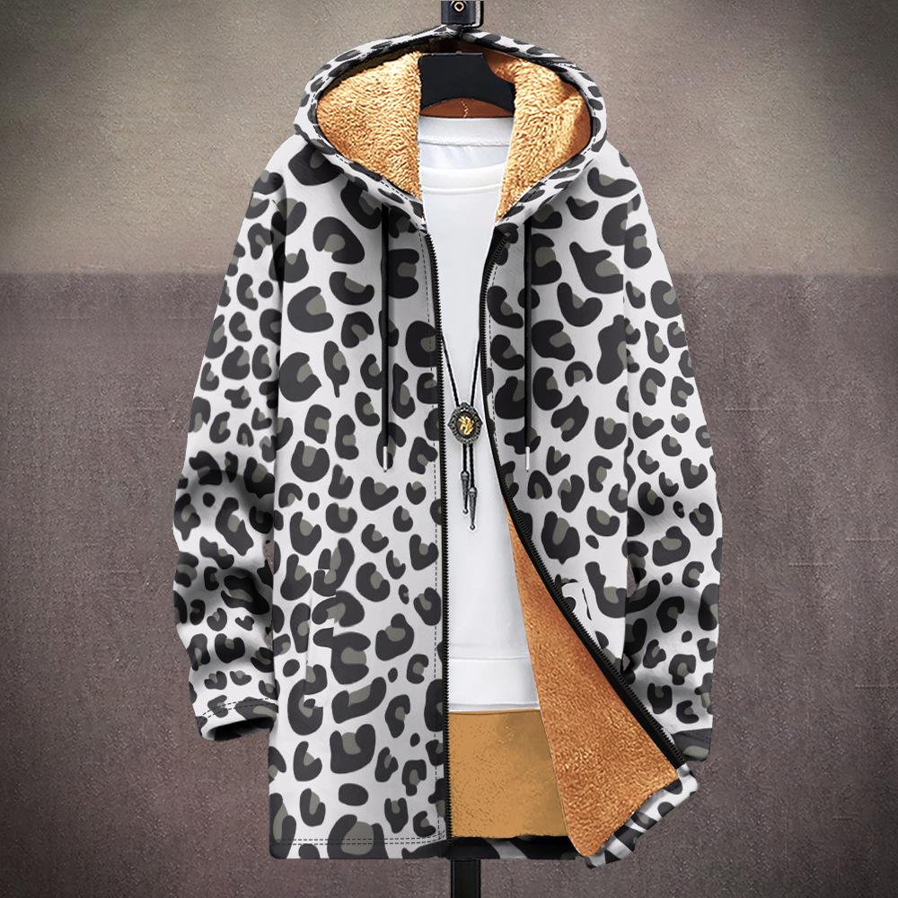 New Jacket Multi-colored Pattern Elements B1 Zipper Hooded Cardigan Thickened Winter Fleece Trendy Padded Clothes