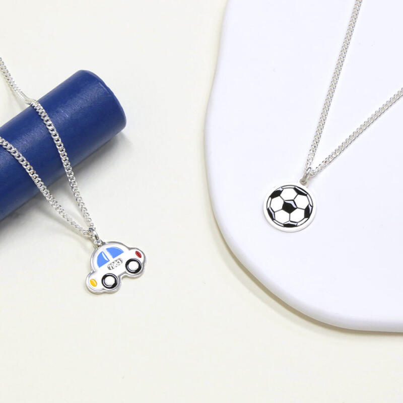 Silver 925 Soccer Ball Child Lost Prevention Necklace