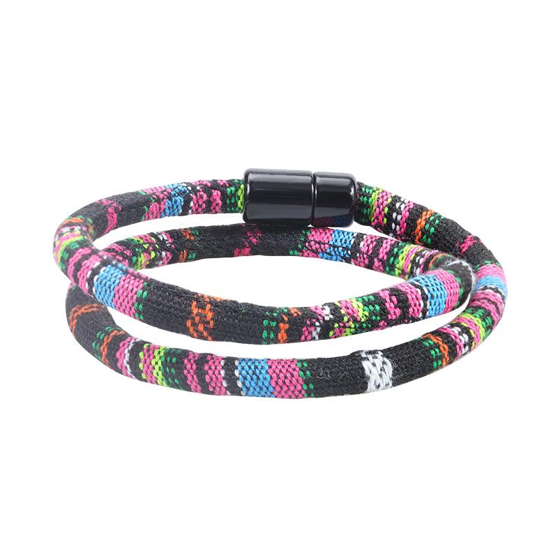 Bohemian Cotton-Linen Double-Layer Magnetic Bracelet in Nepalese Style