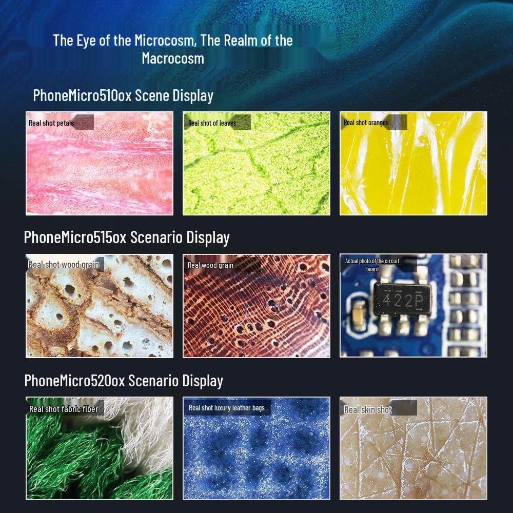 200x HD Optical Phone Microscope for Skin, Textile, and Biological Research