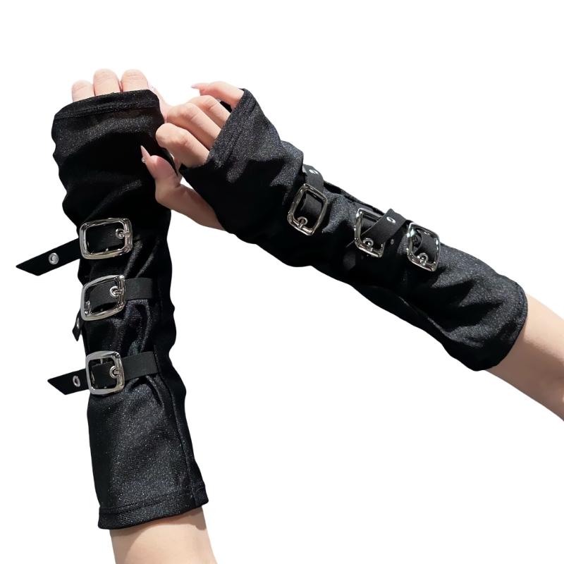 Punk Arm Sleeves Breathable Stretchy Design Armwear Sleeveless Gloves Cuffs Sleeves For Music Festival and Street Wear