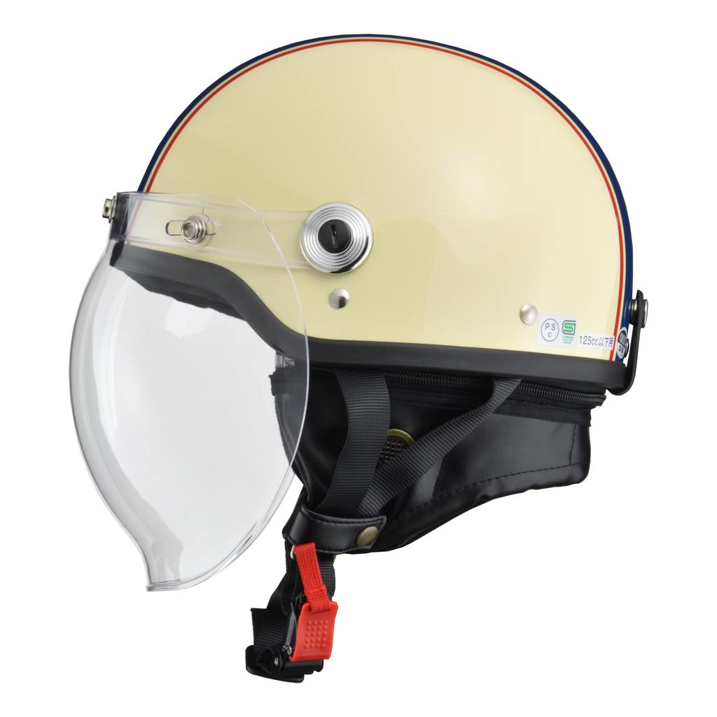 Motorcycle Helmet Jet CROSS with Bubble Shield Ivory x Navy FREE circumference than [Lead Industries] CR-760 - (Head 57cm~less 60cm)