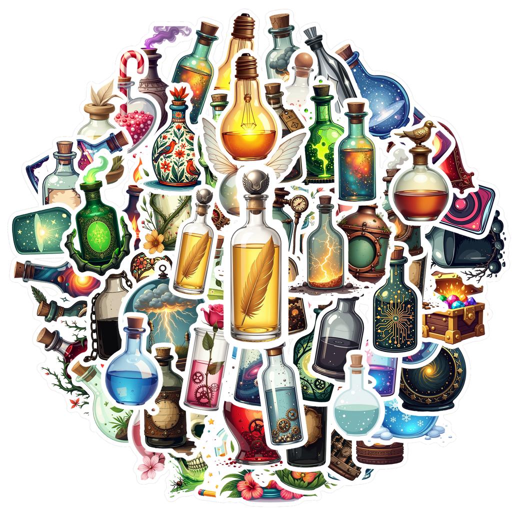 35-150pcs Magic Potion Bottle Stickers Funny Bottles Decals Diy Laptops Phones Decorative Stickers Teacher Reward School Supplie