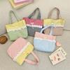 Sweet Bow Patchwork Lace Shopping Bags for Women Ctrast Color Plaid Ladies Bento Handbags Lightweight Portable Female Tote