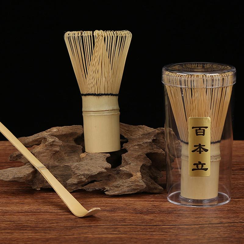 Japanese Bamboo Matcha Whisk Spoon Set Traditional Handmade Chasen Chashaku Kit Reusable Green Tea Frothing Brush for Matcha Tea