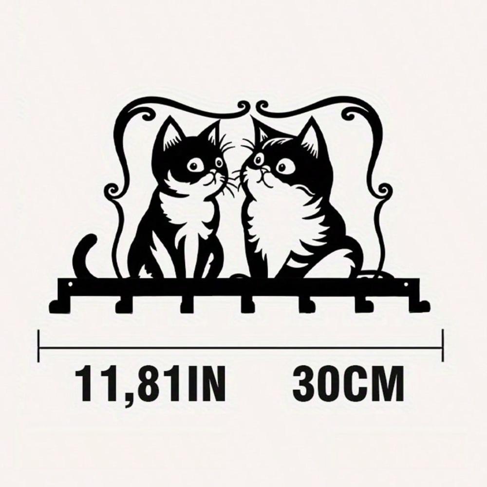 Metal Dog Key Holder Wall Mount with 7 Hooks for Home Organizer Rustproof Decor