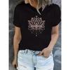 Damen Trendy Blumen-Grafikdruck Kurzarm Freizeit-T-Shirt
