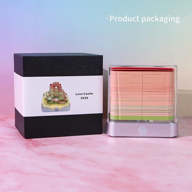 Time Piece Calendar 2026 Desk Calendar With Led Light 3D Tear-Away Calendar Paper Carving Art Memo Pad Notepad Gift Christmas