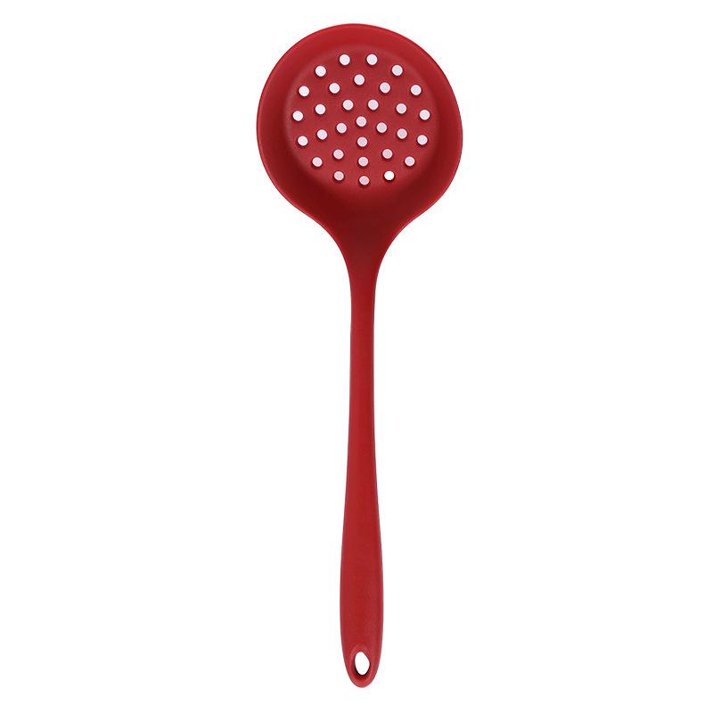 Silicone Kitchenware Set: Non-stick Spatula, Salad Spoon, Slotted Spoon, Rice Spoon, Flour Scoop, Strainer