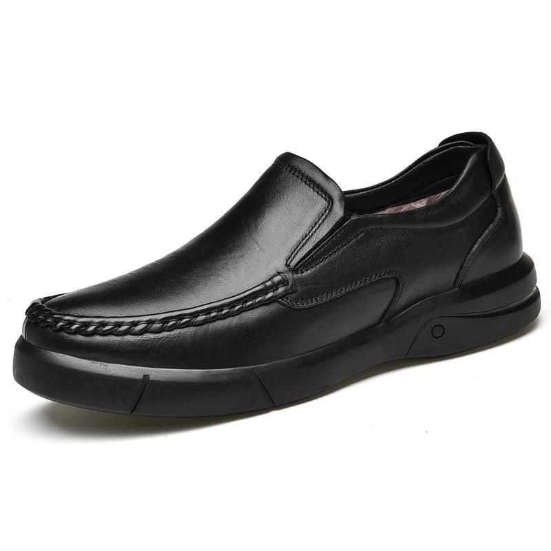 Men s Slip-On Leather Loafers - Business Casual Spring Shoes, Outdoor Cowhide Dad Shoes 46