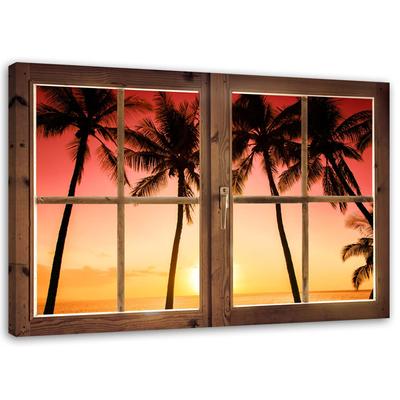 Canvas Print Palm Trees Sunset Window