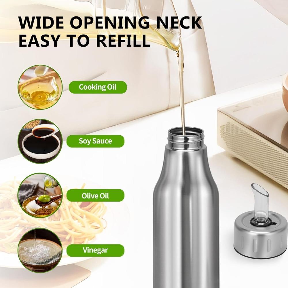 Stainless Steel Oil Dispenser Bottle - Leak-proof Olive Oil Decanter for Kitchen Use, Olive Oil and Cooking Liquids Kitchen