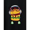 European Size Men's Casual Trendy Hamburger Graphic Print Comfortable Crew Neck Short Sleeve T-shirt, Oversized Loose Clothing Plus Size
