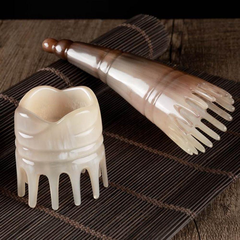 Meridian Scrapping Ox Horn Massage Comb Shampoo Comb Buffalo Horn Meridian Comb  Hair Care Tool