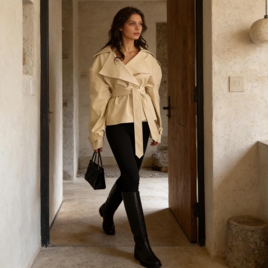 2026 Autumn Women's Fashion: European & American Style Long Sleeve Waist-Cinching Dress