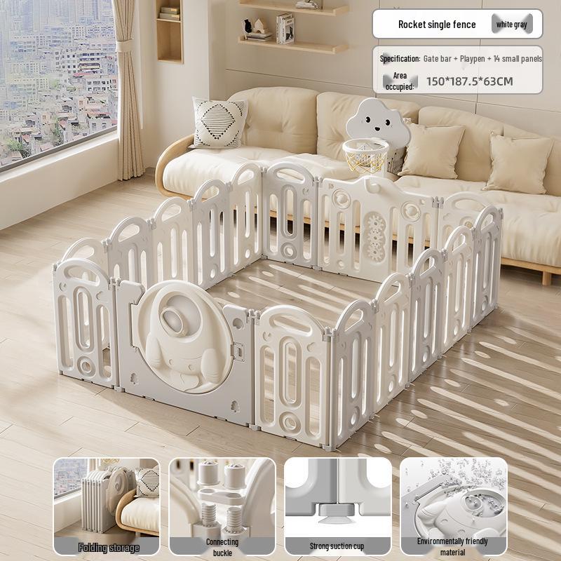 Stackable Baby Basketball Play Fence with Crawling Mat - Indoor Child Safety Solution for Living Room