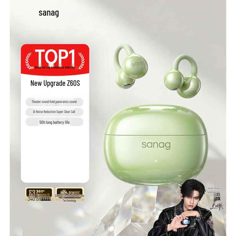 SANAG Z60S Bone Conduction Open-Ear Clip Bluetooth Earbuds