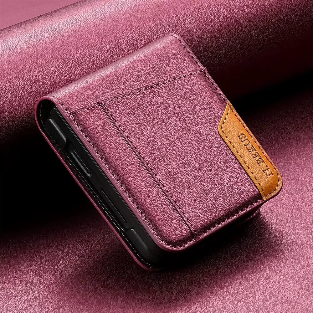 Business Leather Wallet Card Holder Magnetic Bag Phone Case For Samsung Galaxy Z Flip 7 FE 5G Flip 6 ZFlip 5 4 3 Flip7 Flip6