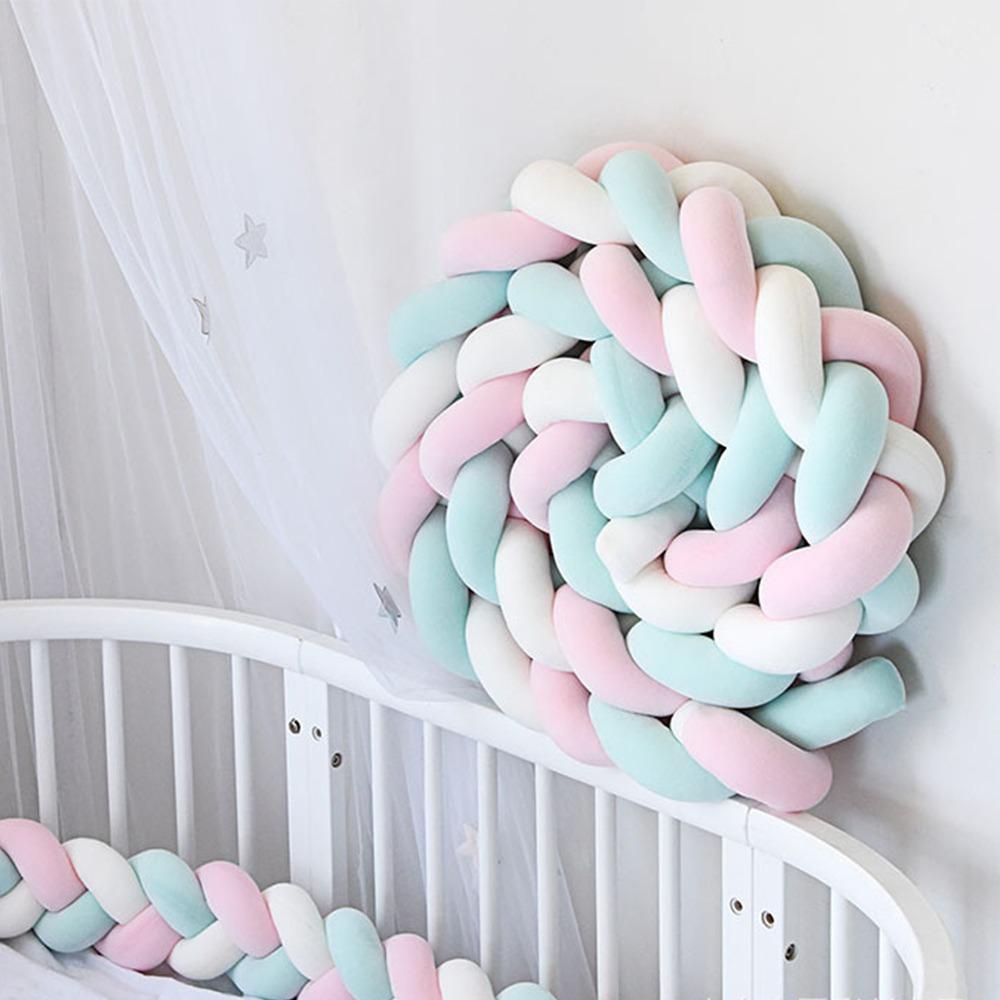 Handmade Bed Bumper Soft Plush Braided Pillow Baby Crib Bumper Crib Protector Baby Bed