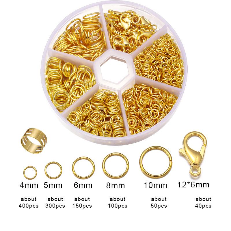 1040pcs Boxed Iron Jump Rings for DIY Handmade Jewelry - Single Loop / Closed Rings