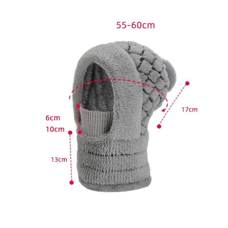 Winter Warm Pullover Hat Scarf Mask Integrated Hat Women's Outdoor Riding Fleece Ear Protection Knitted Wool Hat