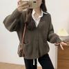 Knitted Cardigan Women's Buttons Autumn and Winter New Lazy Wind Soft Waxy Loose V-neck Loose Sweater Jacket Women