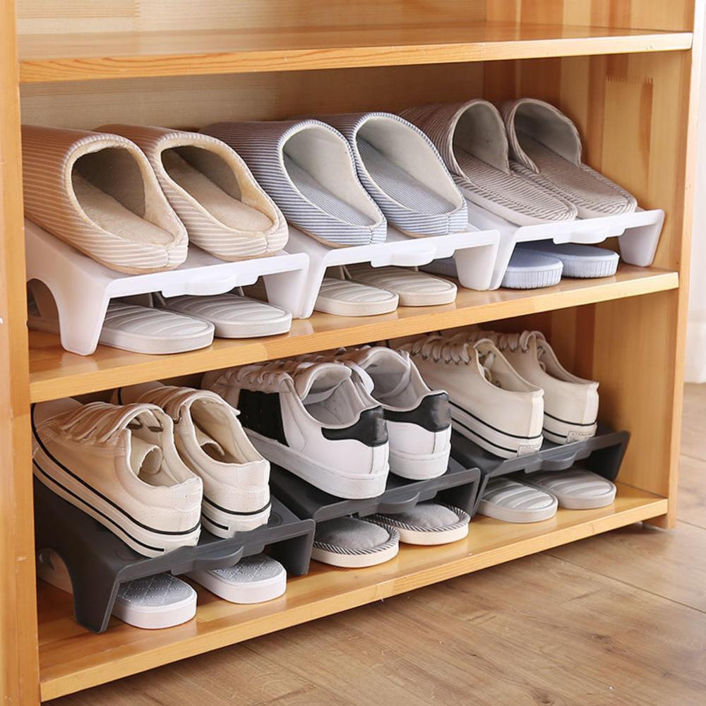 Double-Layer Shoe Rack Organizer Shoes Footwear Storage Stand Support Space Saving Cabinet Closet Holder Modern Bracket