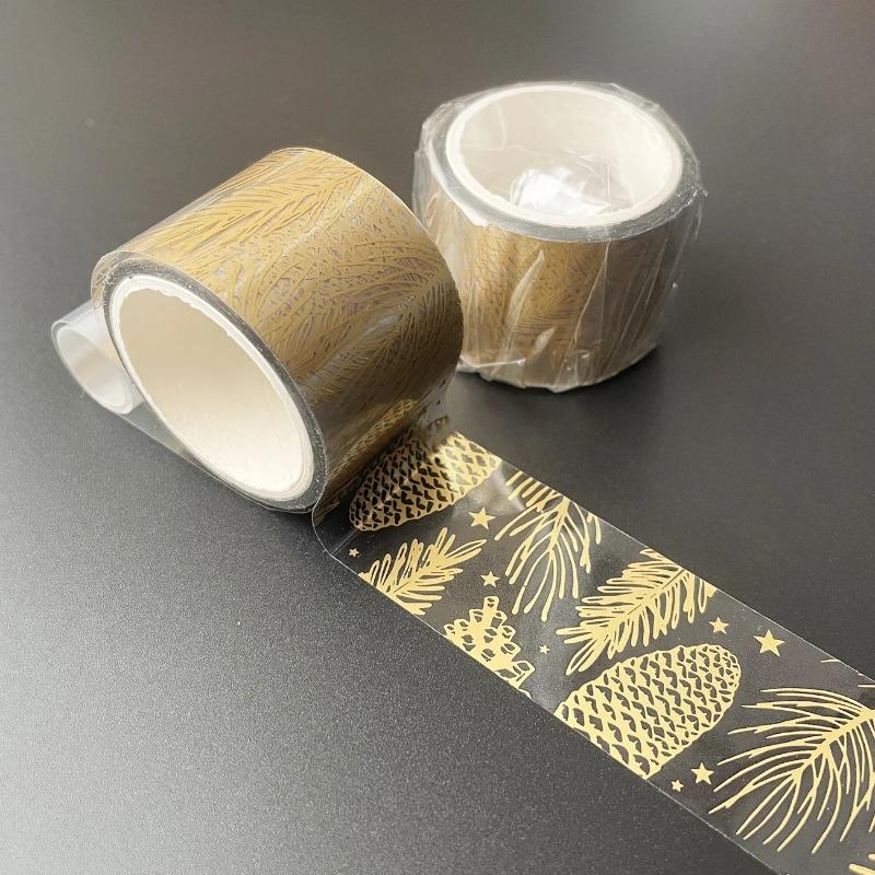 Butterfly Feather Leaves Decorative Adhesive Tape Golden Transparent  Washi Tape Scrapbooking Sticker Label Stationery Tape