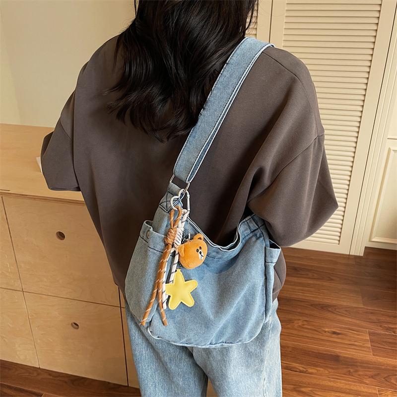 Denim-Umhängetasche mit großer Kapazität Damen Retro Pendler Umhängetasche
