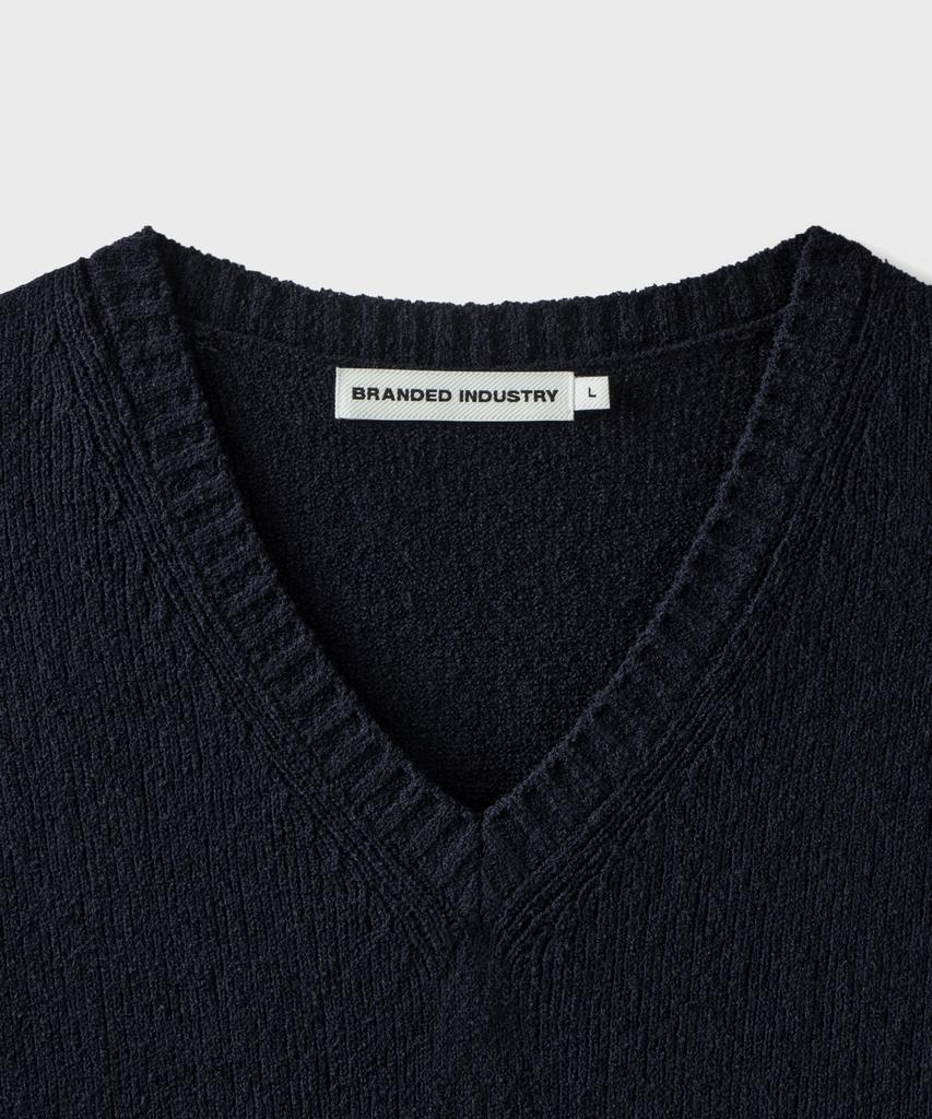 Beulaendideu Terry Boucle V-Neck Half Knit [Navy]