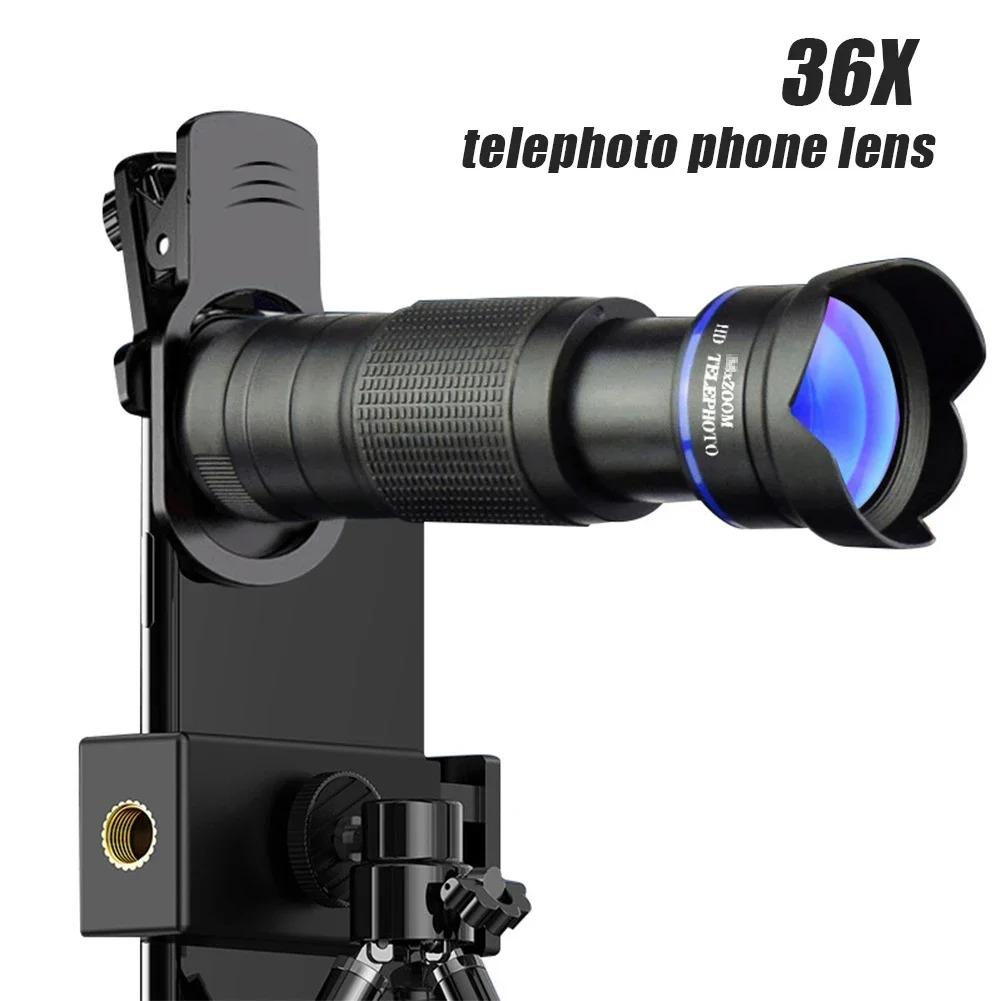 Monocular Telecope Zoom Macro Fisheye 4 In1 Wide Angel Lens Kit Phone Camera Lens 36x Telephoto For Cellphone Iphone Samsung Xiaomi Huawei