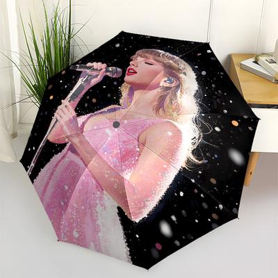 Taylor Swift Themed Automatic Opening and Closing Umbrella, Compact Travel Umbrella, Lightweight and Portable, Suitable for Beach Commuting