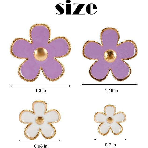 8Pcs Daisy Flower Air Vent Clips for Car, Handmade Car Decor Accessories, 4 Sizes Decorative Vent Clips (Purple, White)