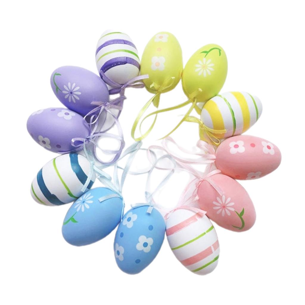 Personalized Easter Crafts Artistic Painting Easter Eggs Set Tree Hanging Pendants Easter Decorations Plastic