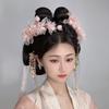 Hanfu headdress, women's original new model, side fairy pink wrapped silk flower soft hairpin, ancient style hair accessories