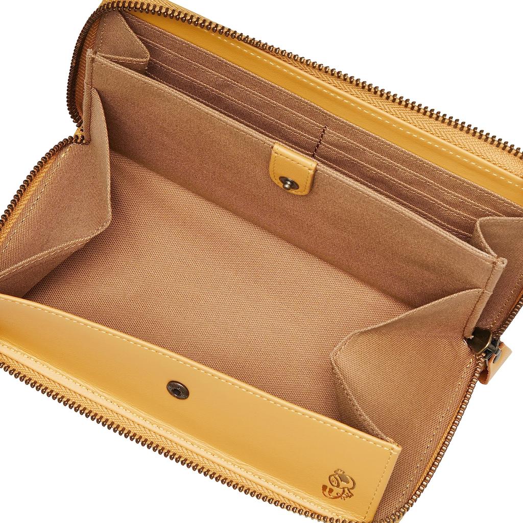 [Nomura Shuhei] Long wallet, large capacity, card storage, genuine leather, cowhide, Daikokuten, yellow